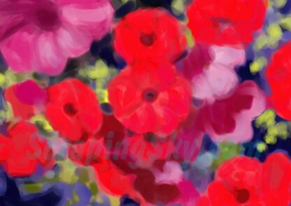 Red Petunias - digital drawing by peter dustrud - scrapingsky.com