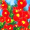 "Red Hollyhocks"  digital painting