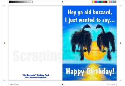 Printable Digital Download - 5x7 folded birthday card design "Old Buzzards" - Image 2