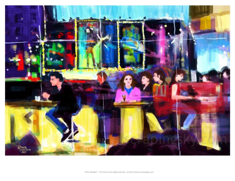 image: "After Midnight" - 7x10 inch fine art print from original digital painting by peter dustrud scrapingsky.com