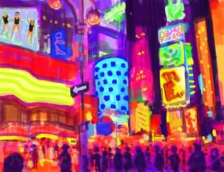 "Night Times Square Colors" gallery-wrapped fine art canvas 1-1/2" sides -ready-to-hang