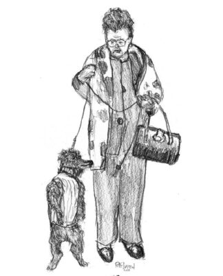 "Lady With Dog" A2 size card download