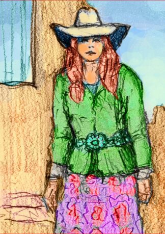 Cowgirl in Green - by peter dustrud scrapingsky.com